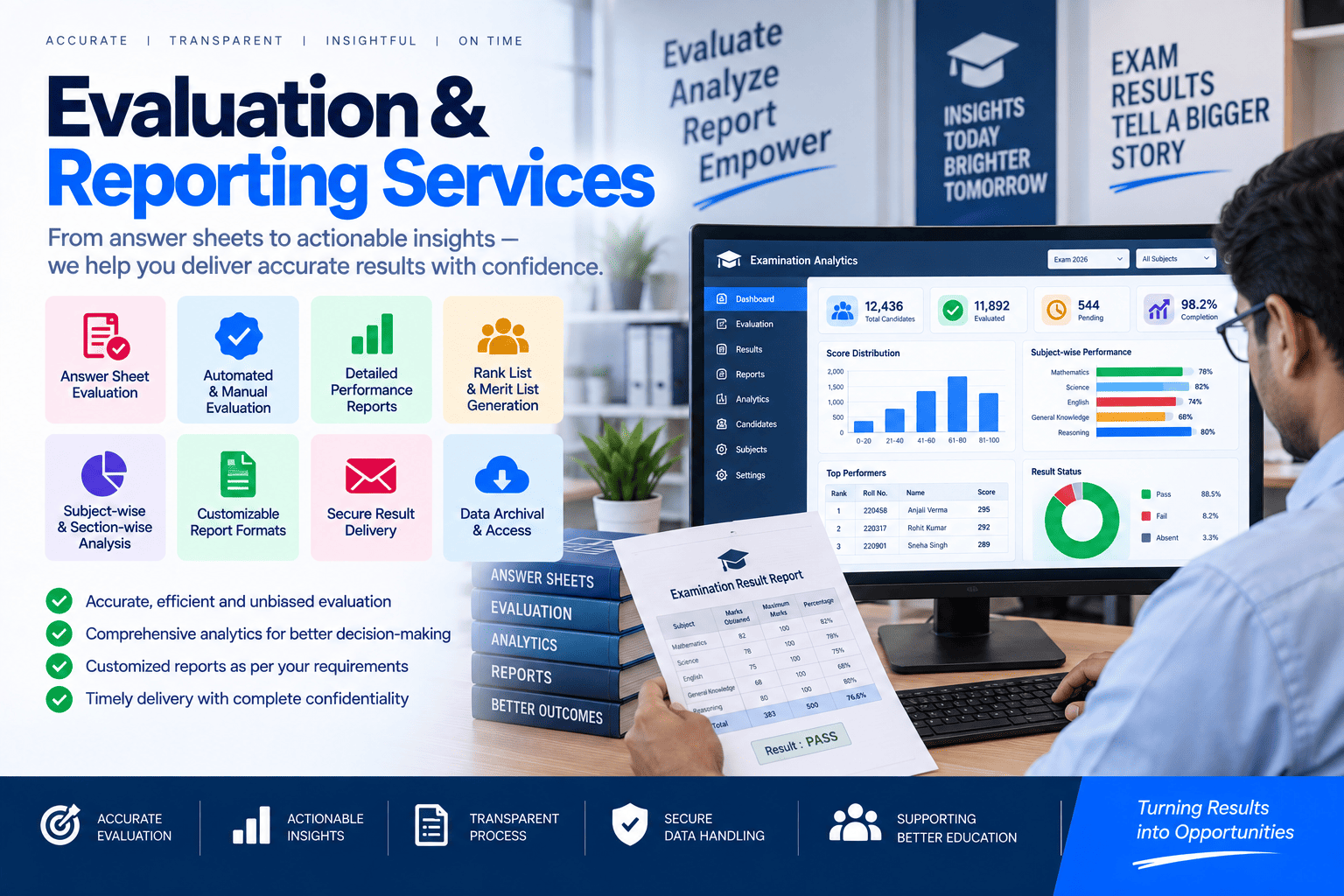 Evaluation and reporting workflow illustration