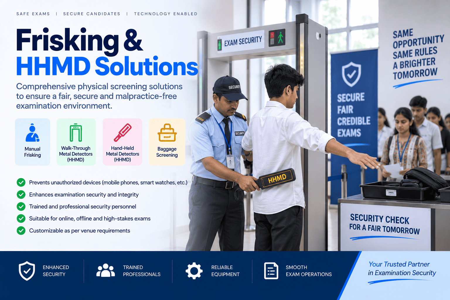 Frisking and handheld metal detector screening illustration