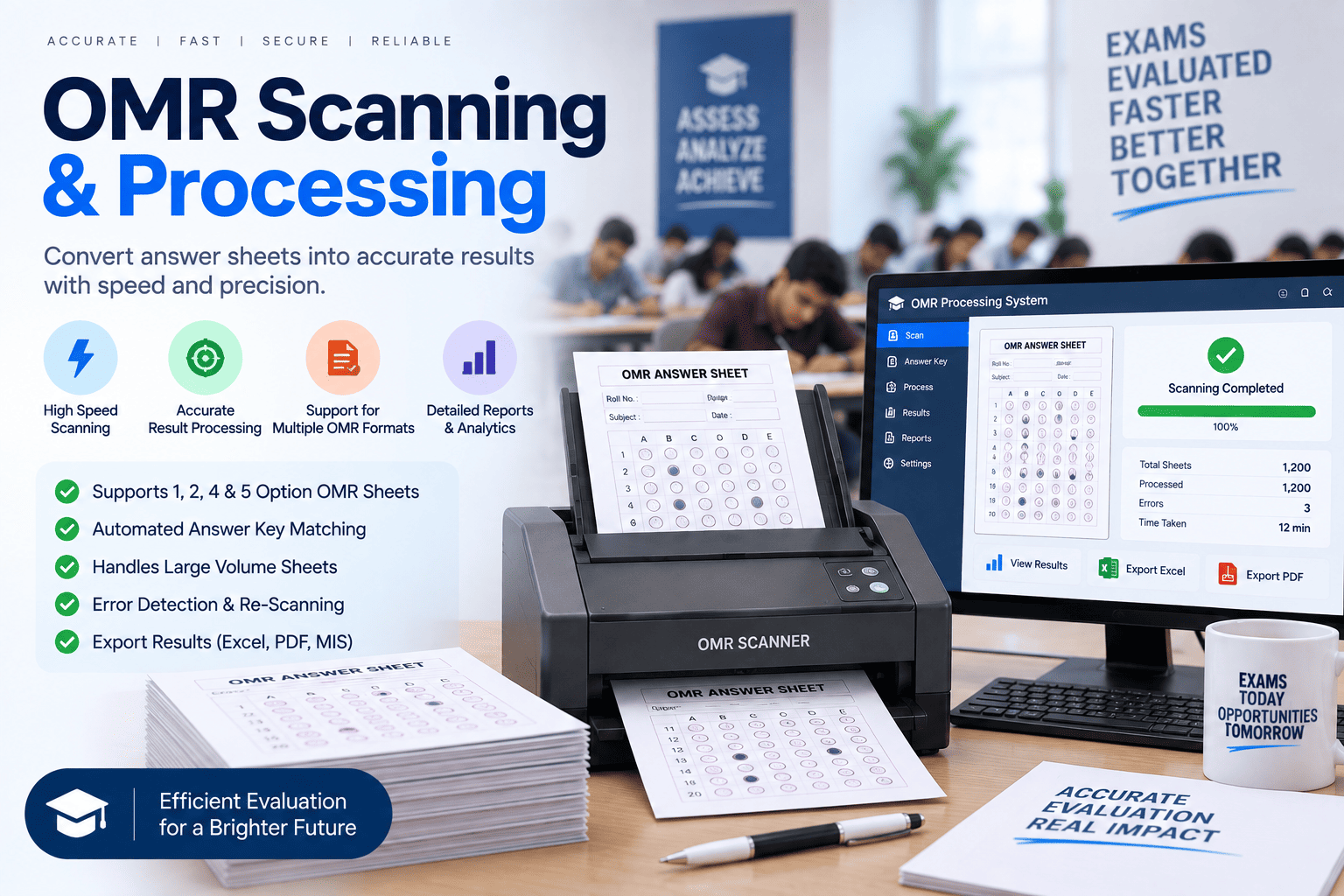 OMR scanning and processing illustration